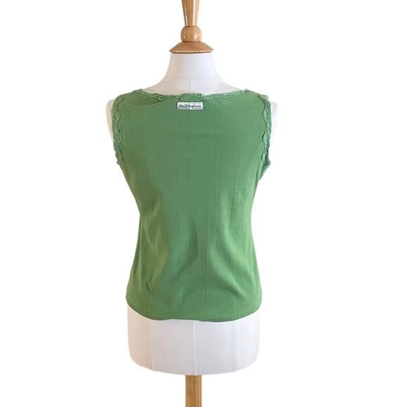 Disney Light Green Tank Top Lace Trim, Tinkerbell, Rhinestones, Size M - Picture 2 of 12